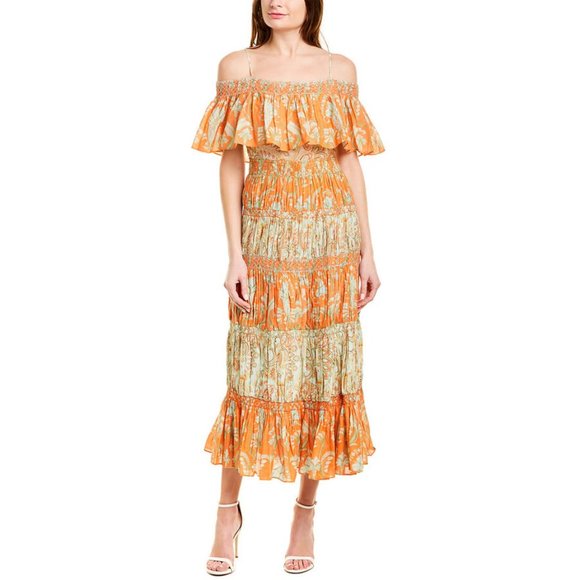 ALICE + OLIVIA Kia Smocked Off-the-Shoulder Dress EUC - Picture 1 of 3